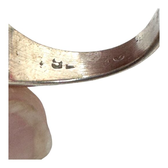 Vintage Modernist Chunky Sterling Silver Black Onyx Geometric Design Ring Sz 5.5 - Picture 4 of 11